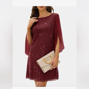 Dark Red Sequin Cocktail Dress